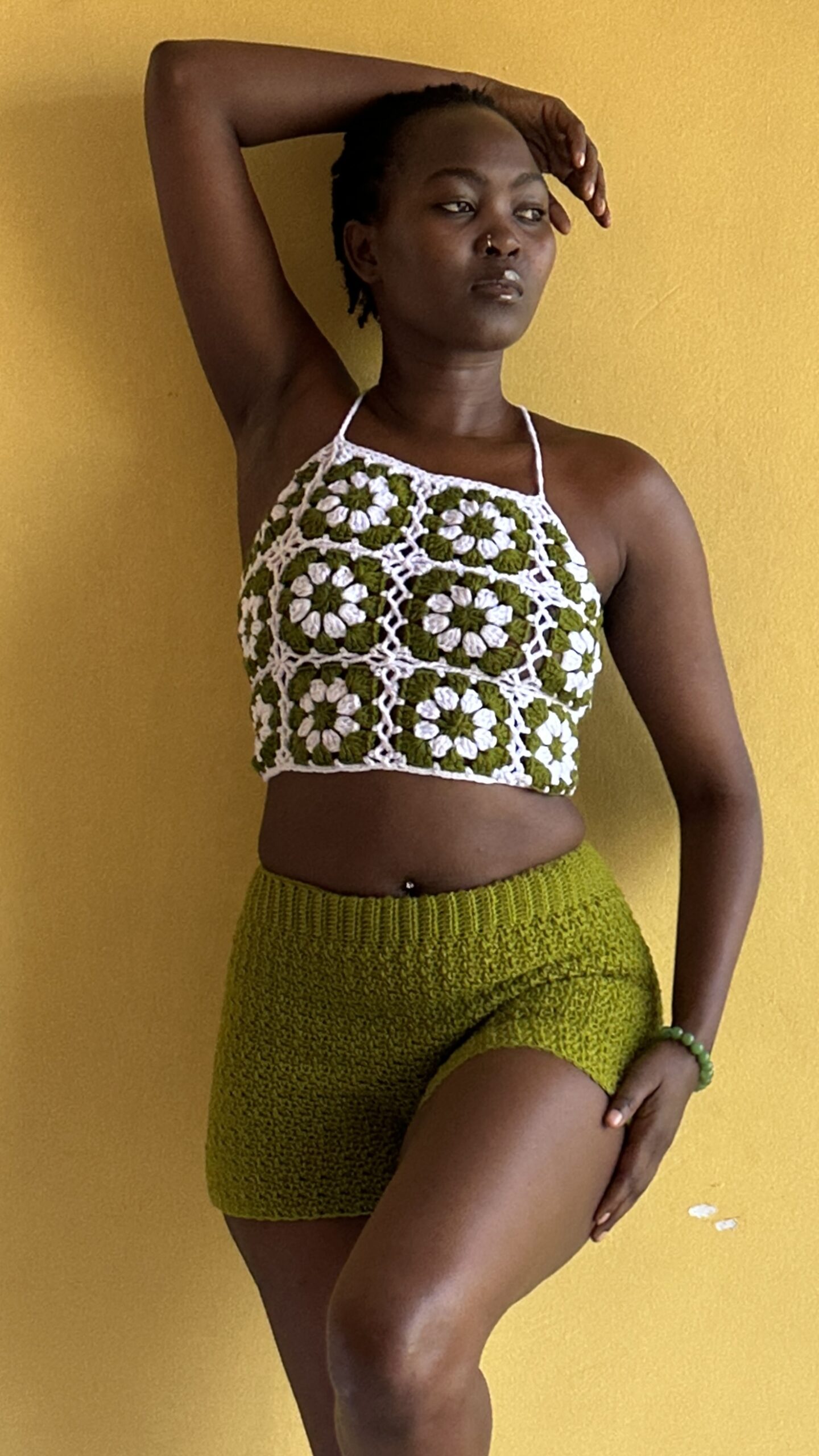 Crochet flower granny square halter top