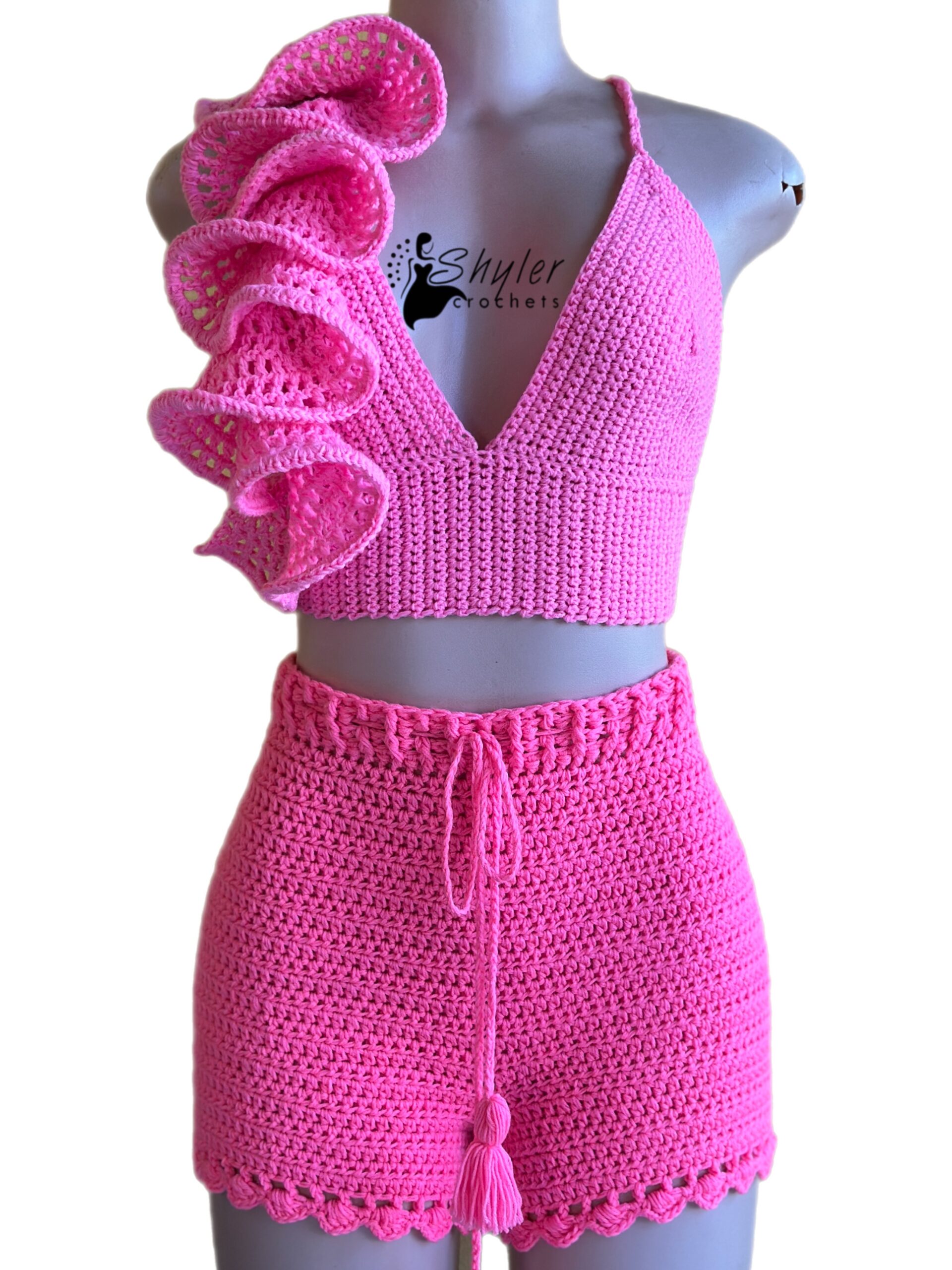 Crochet ruffle bralette top