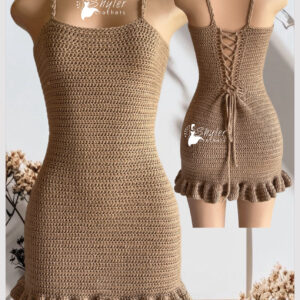 Crochet fitted ruffle dress