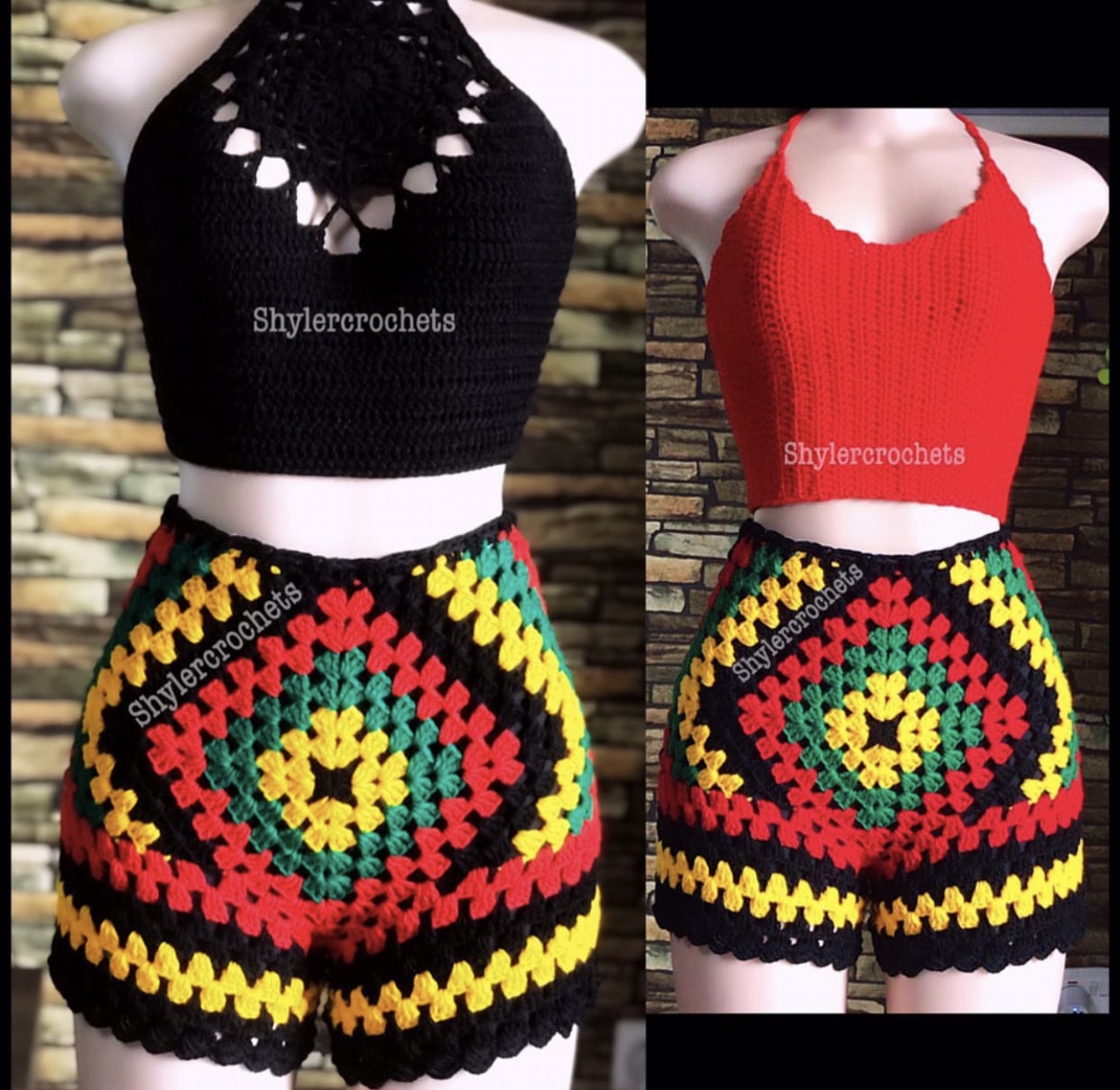 Crochet diamond granny stitch shorts