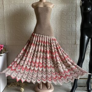 Crochet Pleated Ruffle Dress / Gown