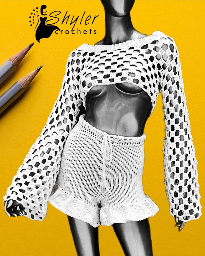 Crochet cropped sleeves