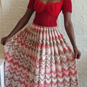 Bustier pleated vintage crochet dress