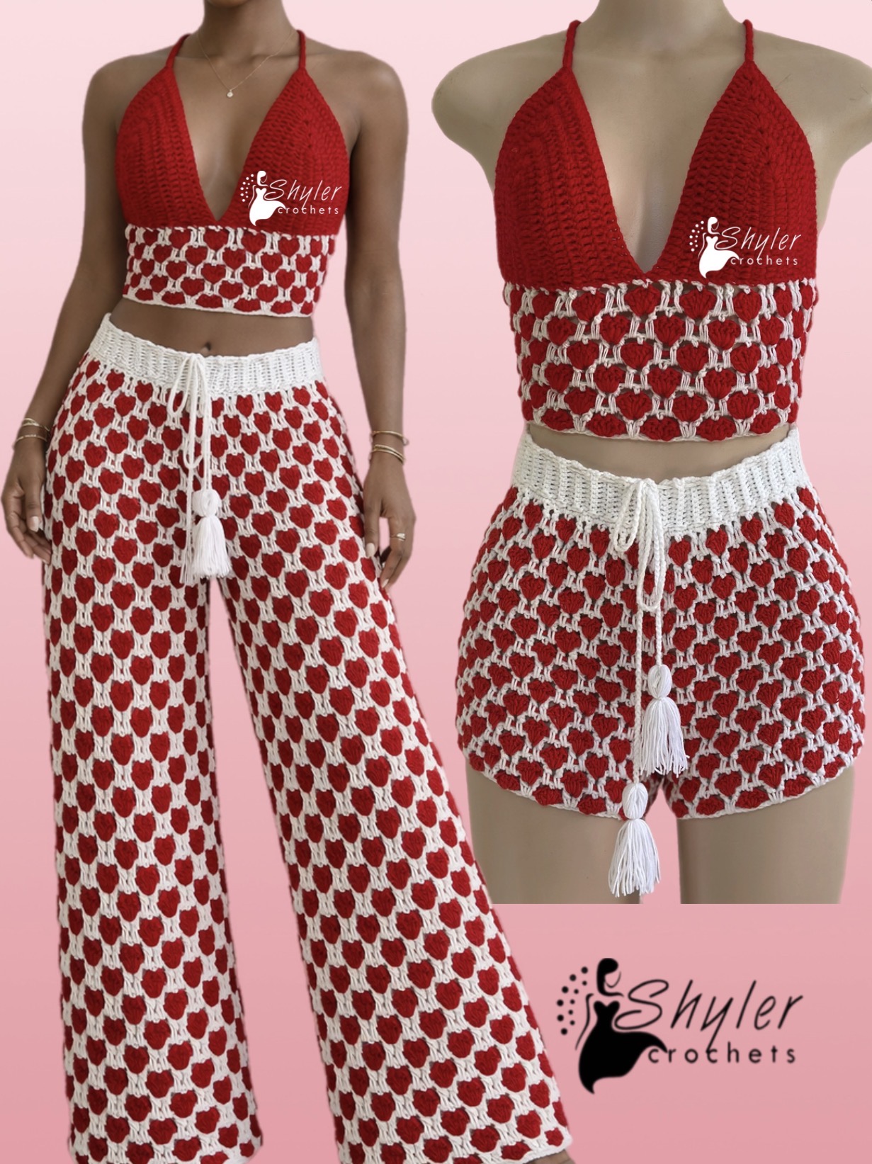 Crochet hearts shorts / pants