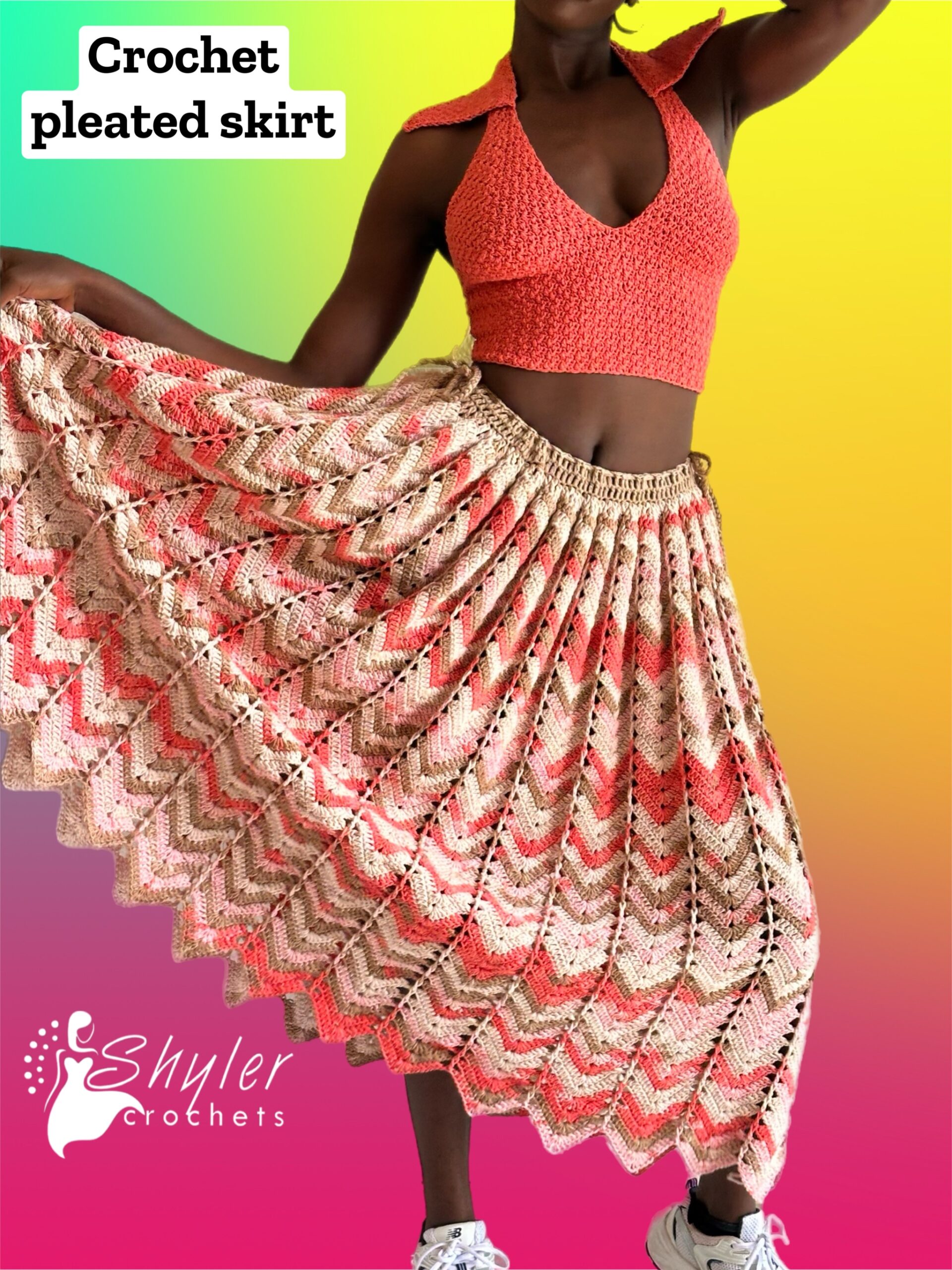 Crochet pleated skirt