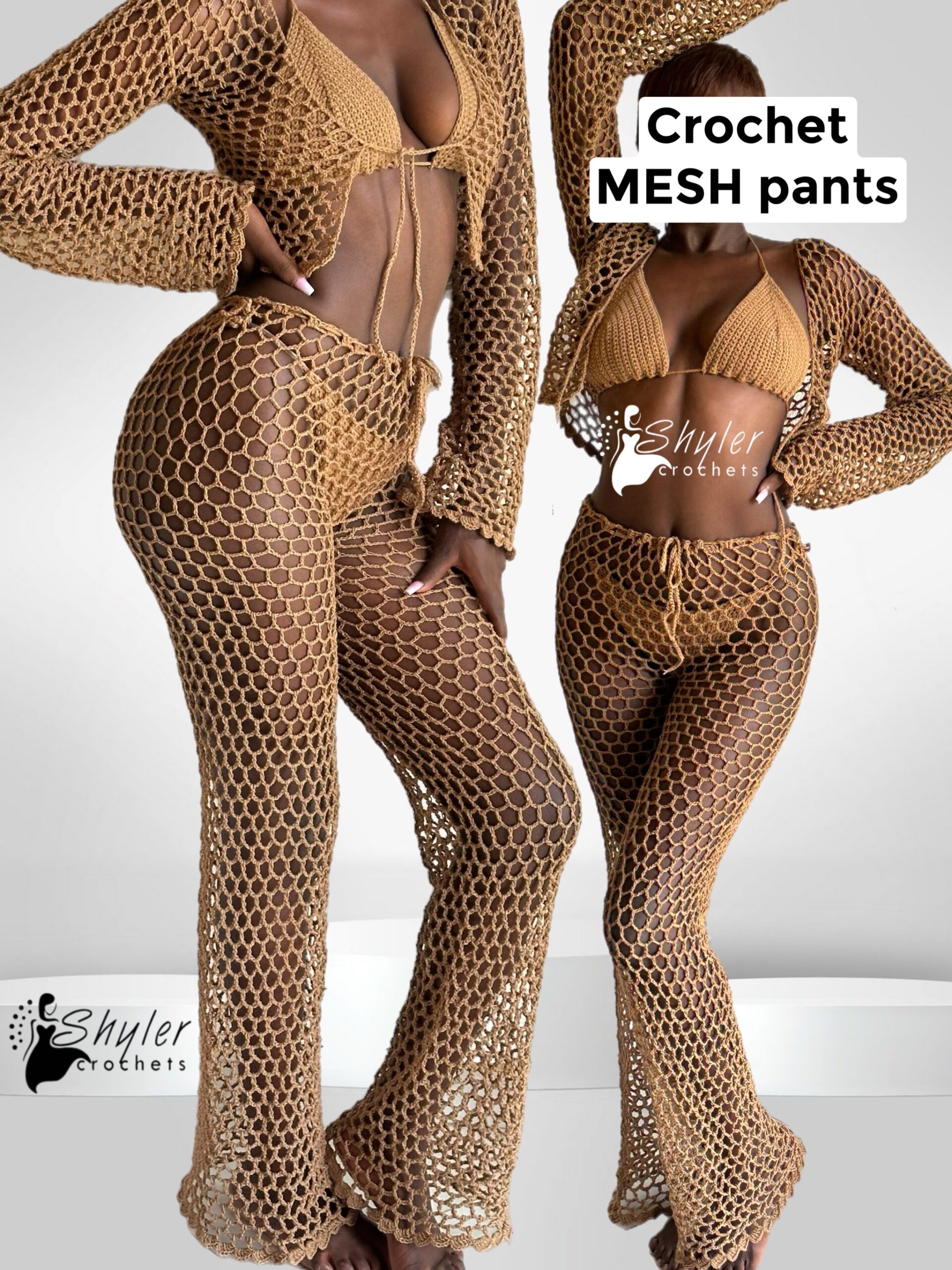 Crochet mesh pants | fish net cover up summer pants